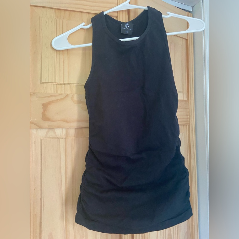 Ghost Flower S/M black ruched tank top